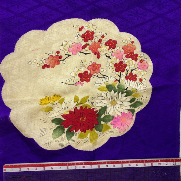 Soft silks purple plum blossom, Kimono cut out Silks