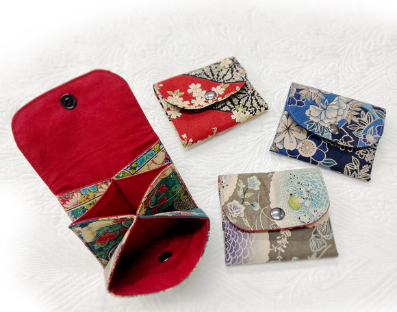 Last Day Special Accordion Sashiko Wallet With Ninja Button kit