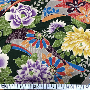 green crane Japanese cotton fabric 50x55cm