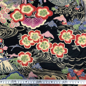 Black Japanese cotton fabric 50x55cm