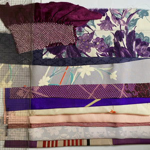 10pcs purple Vintage Kimono cut out Silks