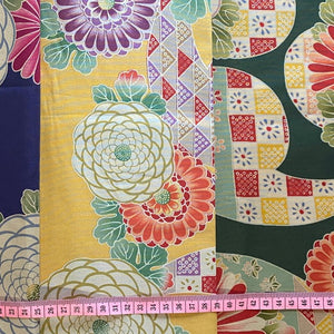 Yellow Botan Japanese cotton fabric size;50x55cm