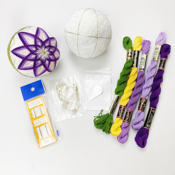 White Kiku Temari Ball Kit With Tutorial Video:  All Materials and Notions Valued $169
