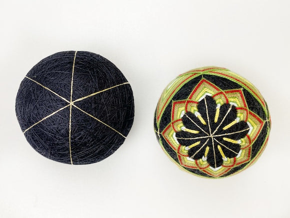 Temari Ball Black Step-by-step Video Tutorial Permanent Access: Black Flower