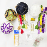 Funnel Complete 2 Ball Bundle Pack Upgrade: Black Temari Ball, 5 threads, pins 4 colour, needle threader, circle stand and Video Instructions valued $112(53% OFF)