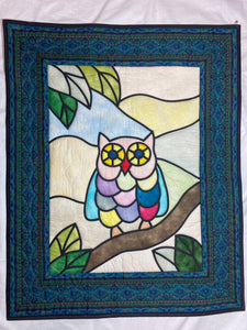 OWL Stained Glass Quilting Wall Hanging