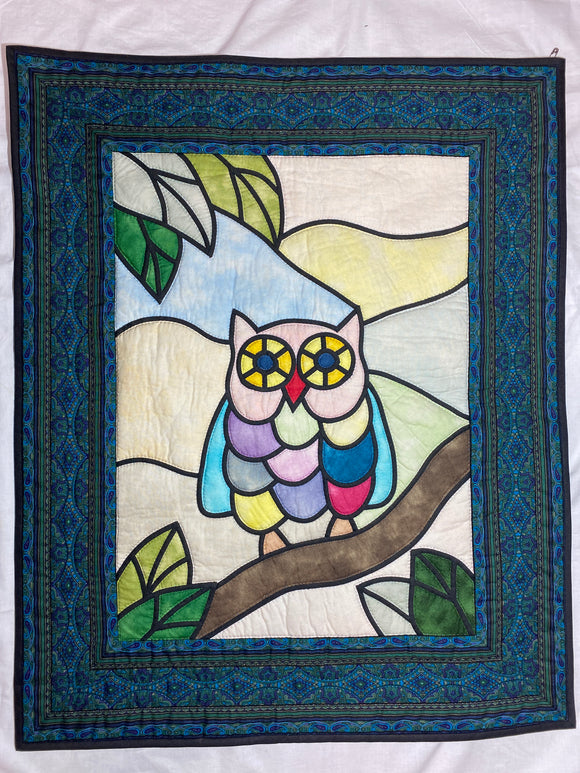 OWL Stained Glass Quilting Wall Hanging