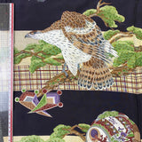 Three Taka Eagle panel Kimono cut out Silk 115x36cm