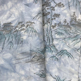 Blue Landscape Vintage Japanese Kimono Silk 36x 50cm