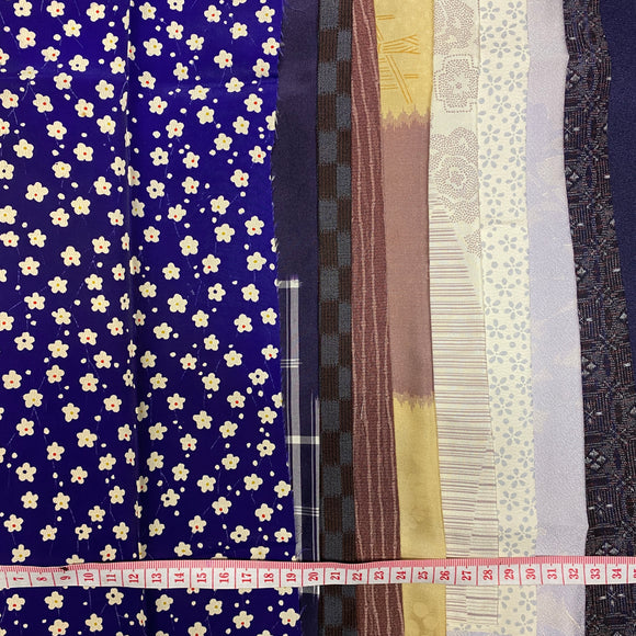 Purple flowers Vintage Kimono cut out Silks pack of 10.