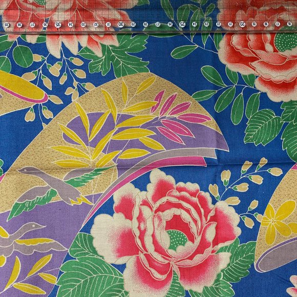 Rose and bird Japanese cotton fabric 50x55cm