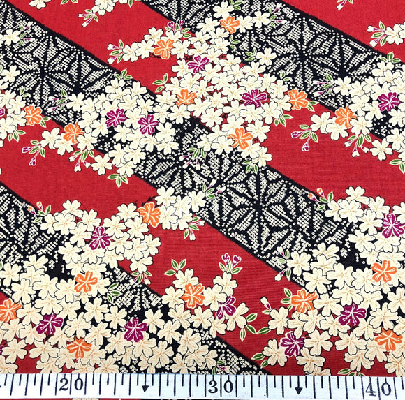 Our signature Japanese cotton red and black Sakura cherry blooming-50x45cm