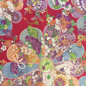 Japanese cotton fabric 50x 55cm Hana Red